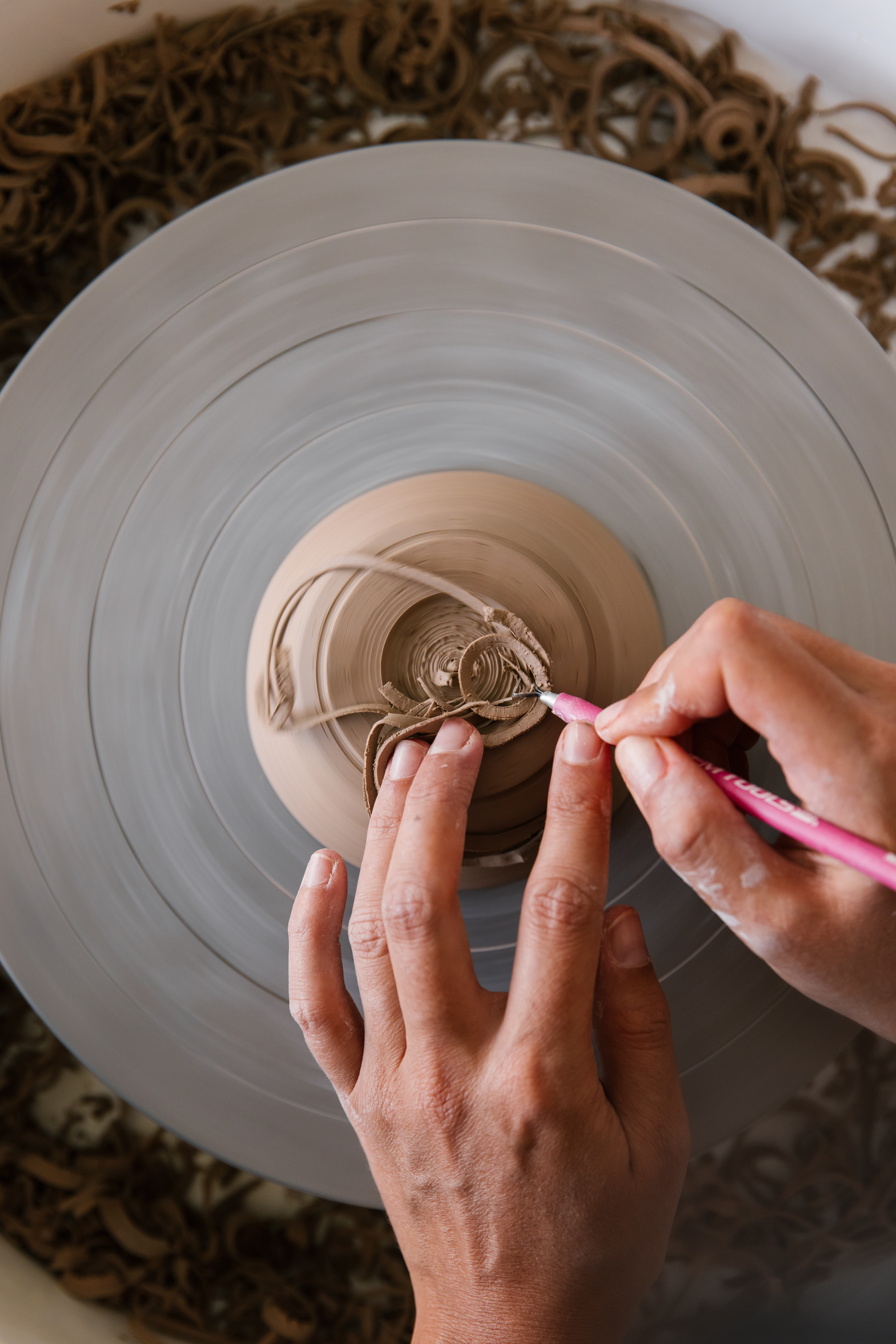 Turning on the potters wheel at Glost Studios in Dulwich Hill Sydney, 2023 - photo by Samee Lapham